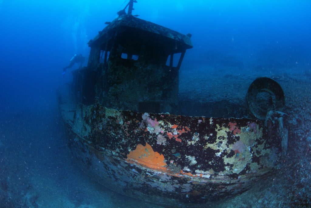 A wreck off Hideaway Island, Vanuatu. A wreck off Hideaway Island, Vanuatu.